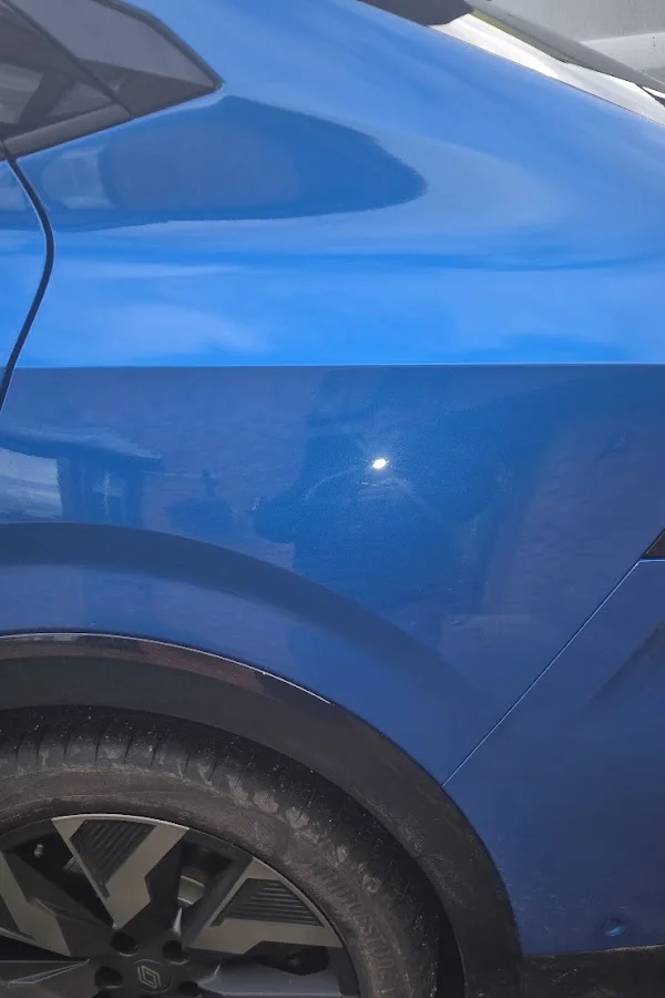 Blue car rear panel after repair, shared by Simon Williams